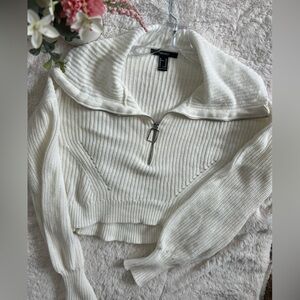 Forever 21 Quarter Zip Knitted Cropped Sweater